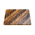 Planche à Découper Bois de Bout Motifs Géométriques Frêne & Sapelli Bicolore