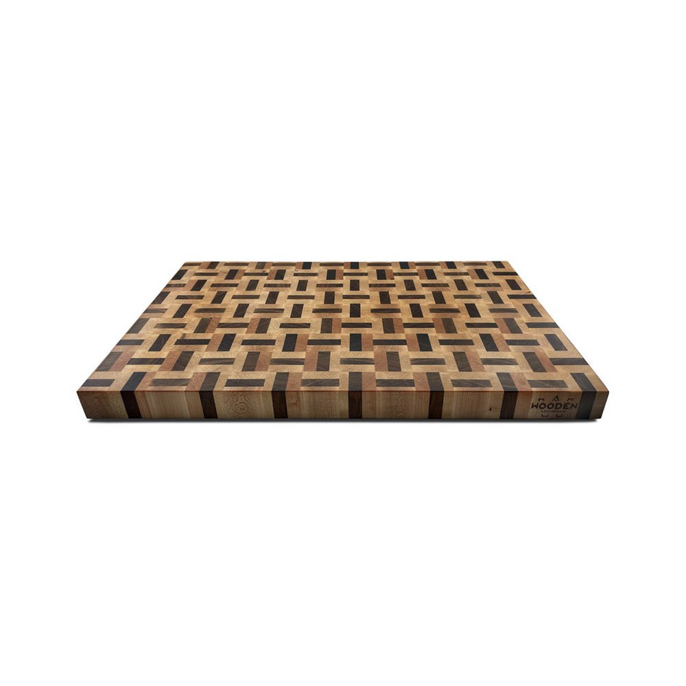 Planche à Découper Bois de Bout Motifs Labyrinthe & Échecs