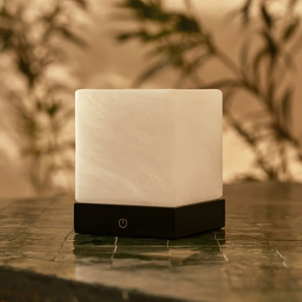 Lampe à Poser HÉVÉA Bois Noir Sans Fil Rechargeable Ø12×15 cm