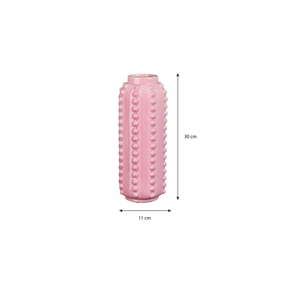 Vase BOAZ en Céramique Rose à Reliefs – Ø11 × H30 cm