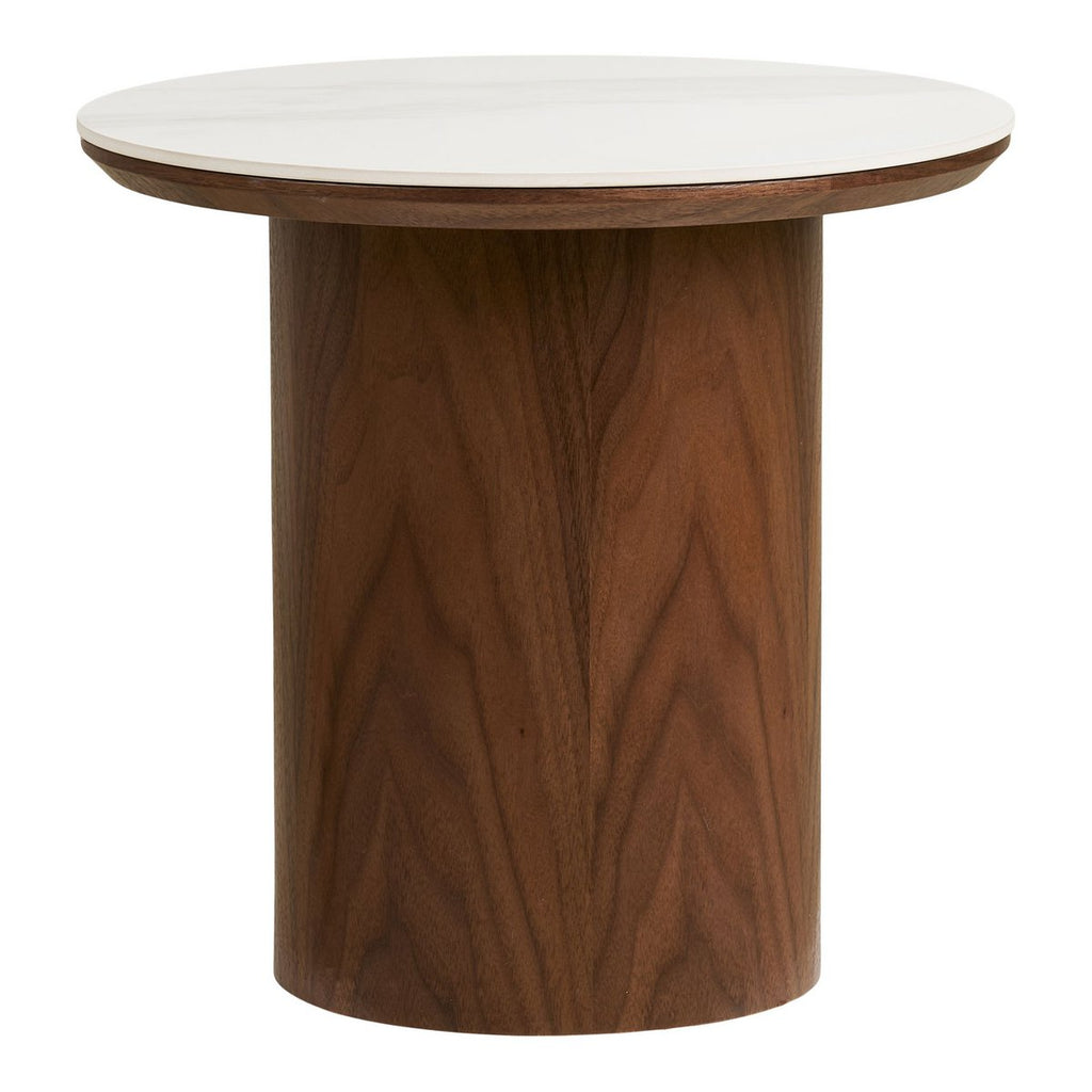 Table d'Appoint NOLI Céramique Blanc Pied Frêne Ø40×38 cm