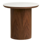 Table d'Appoint NOLI Céramique Blanc Pied Frêne Ø40×38 cm