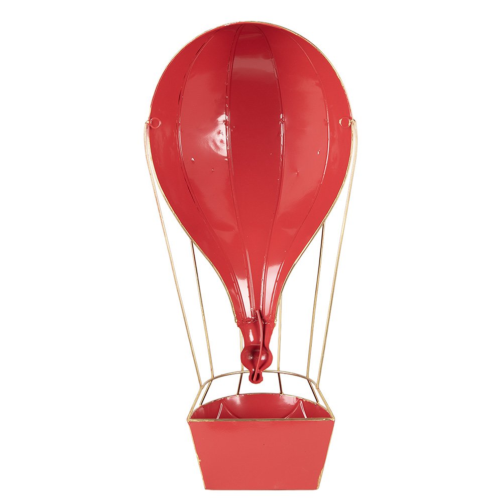 Décoration Noël Montgolfière Métal Rouge 26×14×62 cm