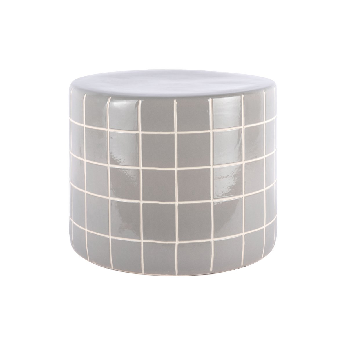 Table Basse RETRO TILES Céramique Carreaux Gris Ø42×34 cm