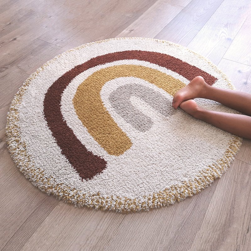Tapis Rond Motif Arc-en-Ciel Ø120 cm – Bohemian Rainbow