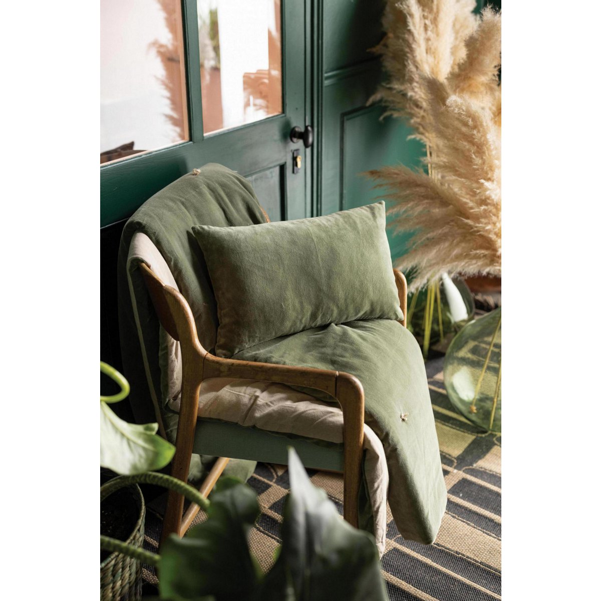 Coussin JADE Velours Vert Verveine 40×65 cm