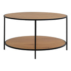 Table Basse VITA Aspect Chêne Acier Noir 2 Niveaux Ø80×45 cm
