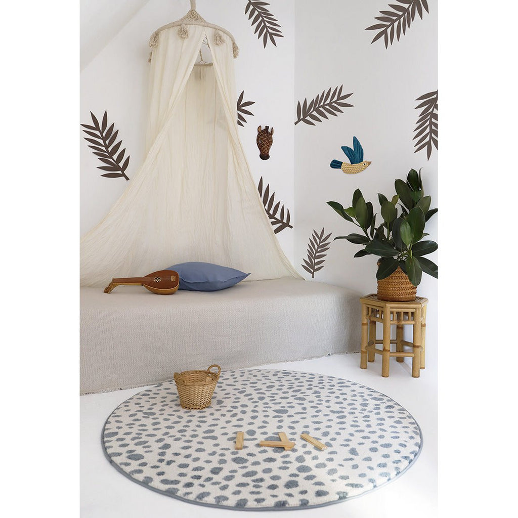 Tapis Rond Velours Motif Dalmatien Silver Blue Ø120 cm – Maldä