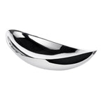 Grand bol décoratif Halifax (55cm) en acier inoxydable poli miroir, forme incurvée élégante.