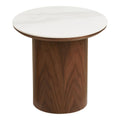 Table d'Appoint NOLI Céramique Blanc Pied Frêne Ø40×38 cm