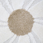 Tapis Rond Velours Motif Fleur en Relief Écru & Beige – Elsa