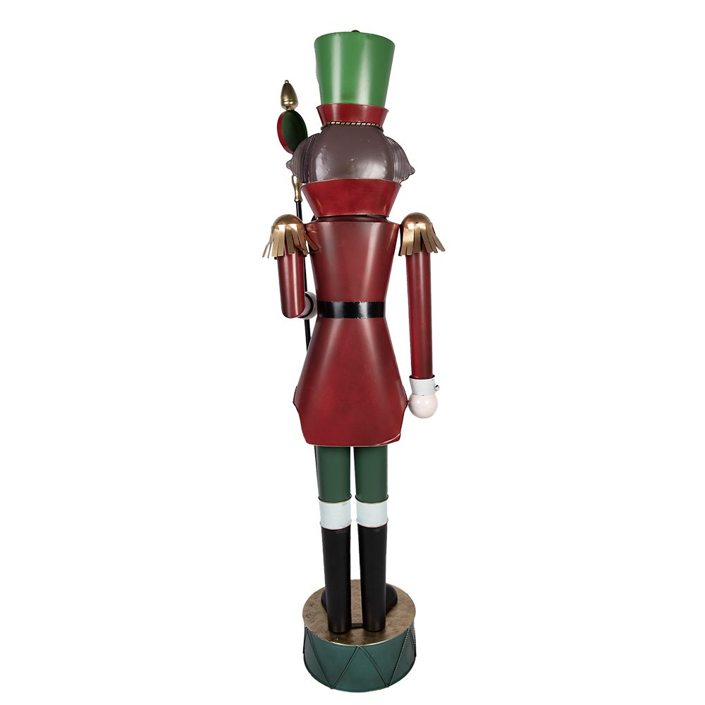 Sculpture Casse-Noisette Géant Noël Métal Rouge Vert 60×41×207 cm