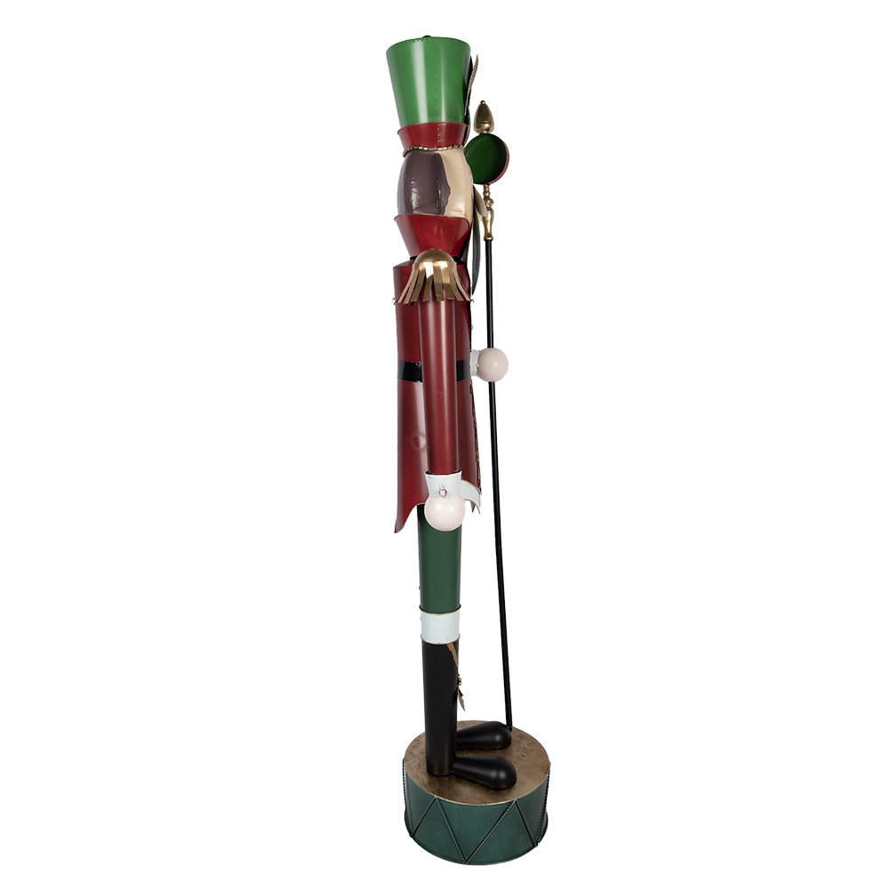 Sculpture Casse-Noisette Géant Noël Métal Rouge Vert 60×41×207 cm