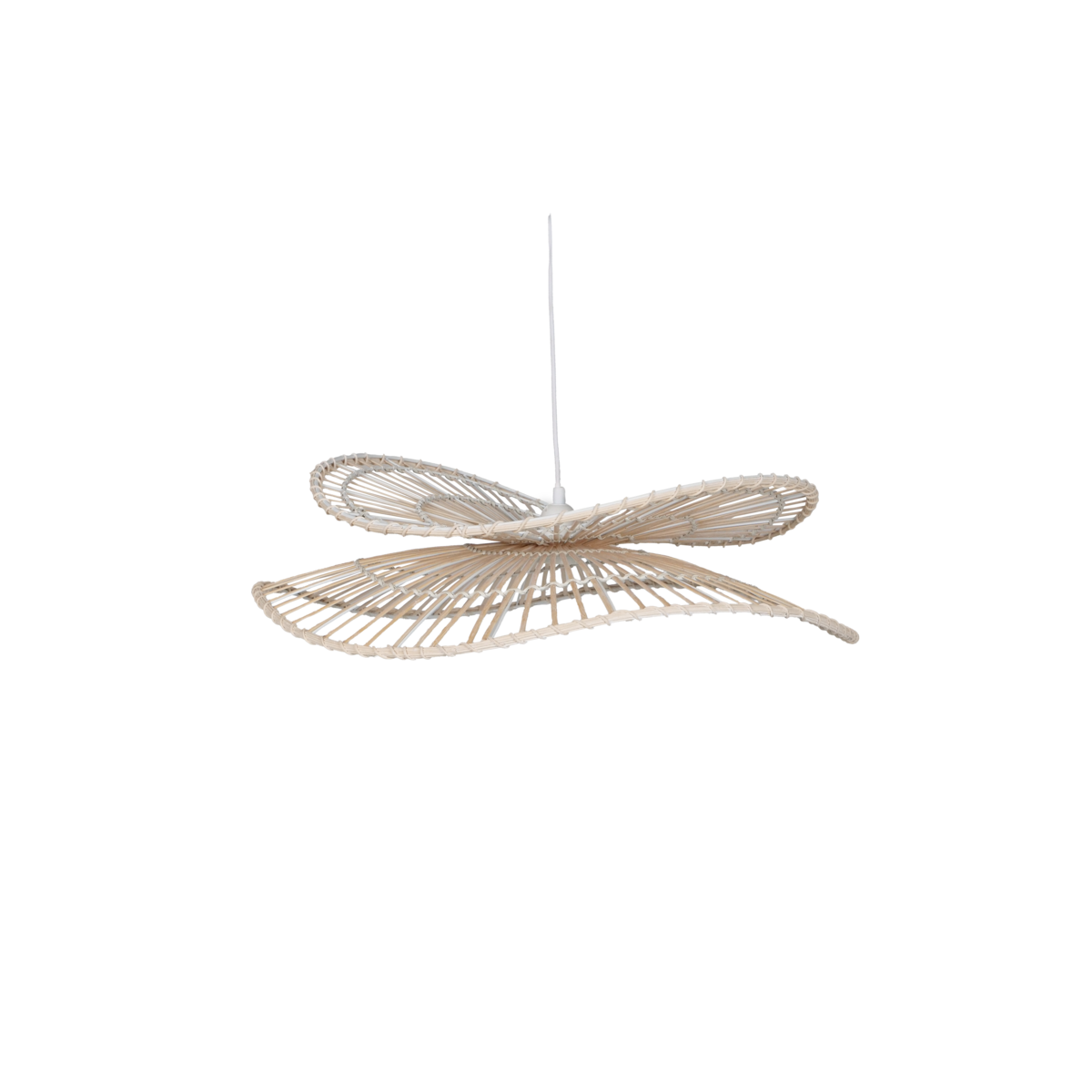 Grande Suspension Double en Bambou Blanc Délavé – Florien