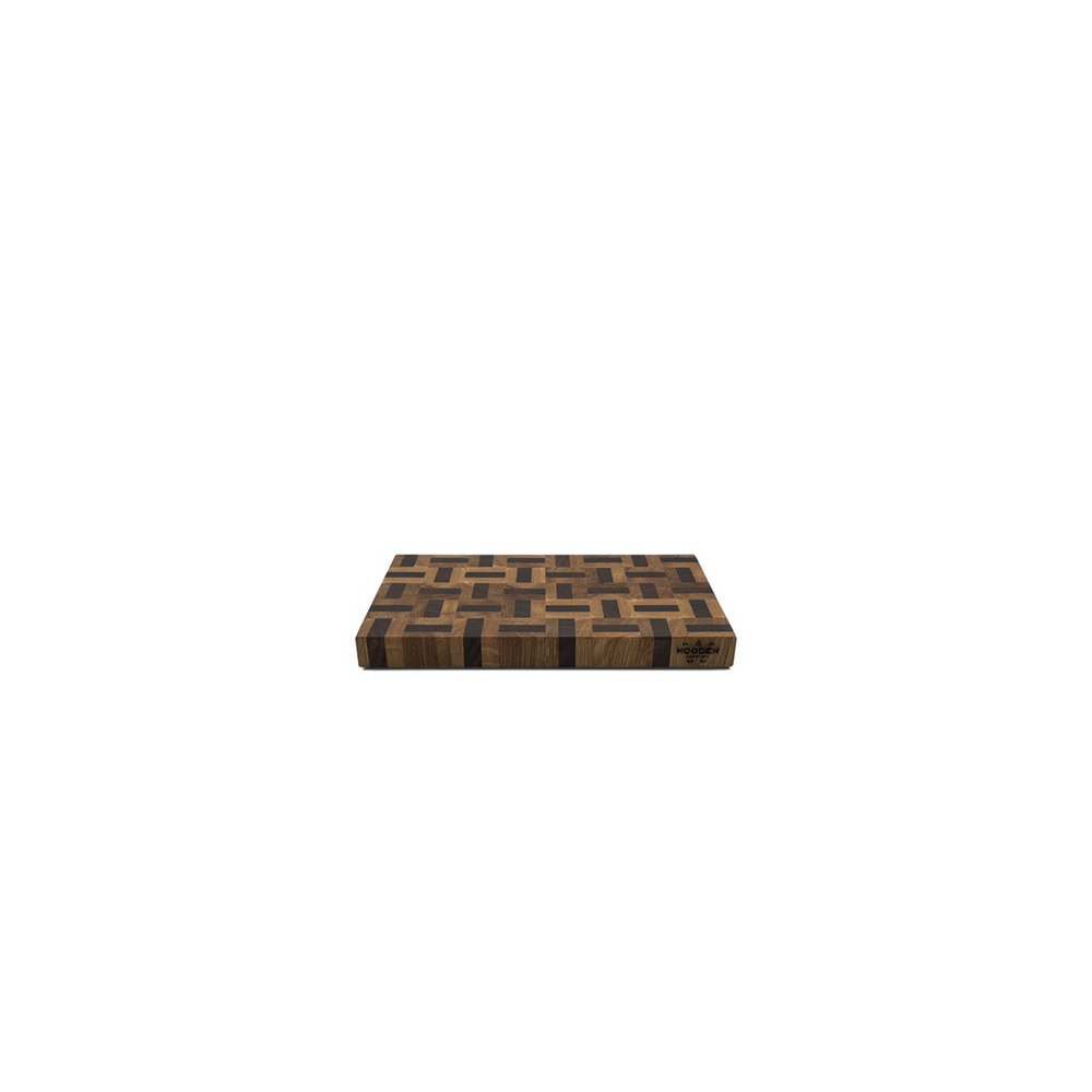Planche à Découper Bois de Bout Motifs Labyrinthe & Échecs