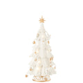 Sapin de Noël LED Ornements Polyrésine Blanc Or 24,5×51,5 cm