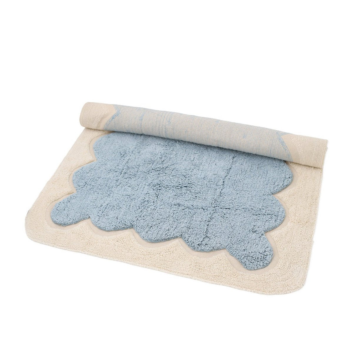 Tapis Coton Design Festonné Bleu Nuage 100×150 cm – Alfonsina