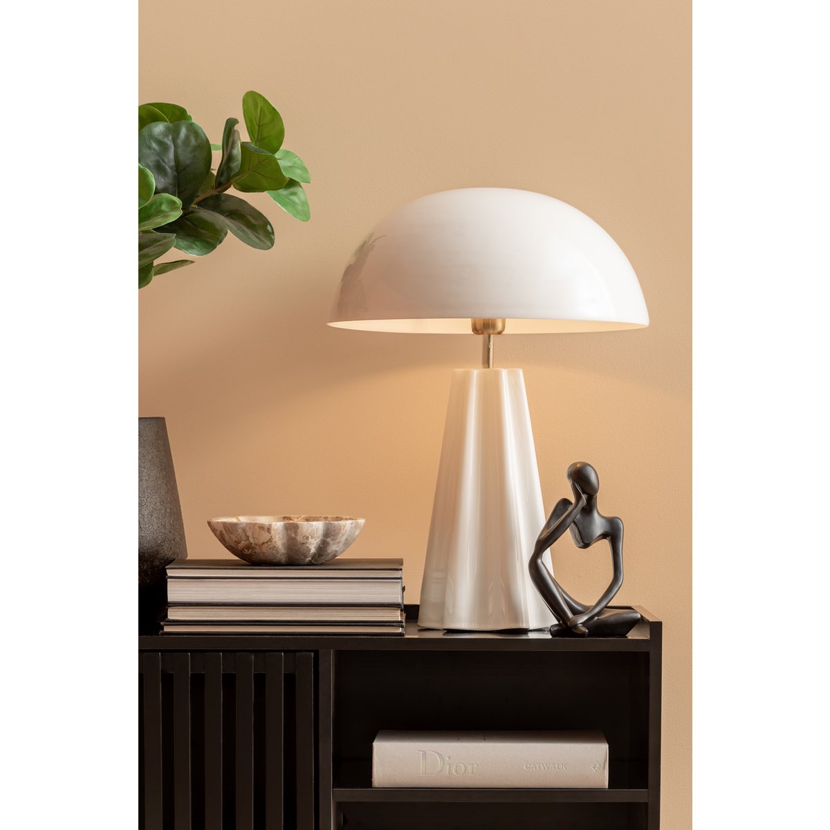 Lampe de Table Grand Format Fer Blanc Amplio XL Ø40 cm