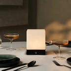 Lampe à Poser HÉVÉA Bois Noir Sans Fil Rechargeable Ø12×15 cm