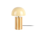 Lampe à Poser CHLOÉ Champignon Fer Rayé Jaune Miel Pied Chromé Ø25×34 cm