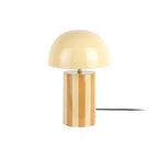 Lampe à Poser CHLOÉ Champignon Fer Rayé Jaune Miel Pied Chromé Ø25×34 cm