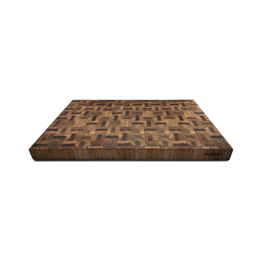 Planche à Découper Bois de Bout Motifs Labyrinthe & Échecs
