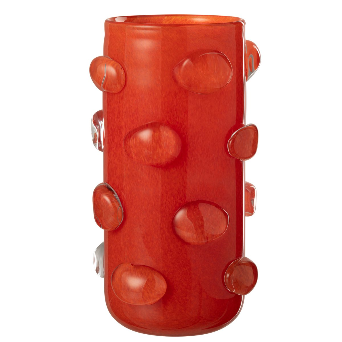 Grand Vase ARUNA en Verre Rouge Orangé à Pastilles – H32,5 cm