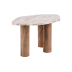 Table Basse ORGANIC Marbre Marron Pieds Bois 75×50×40 cm