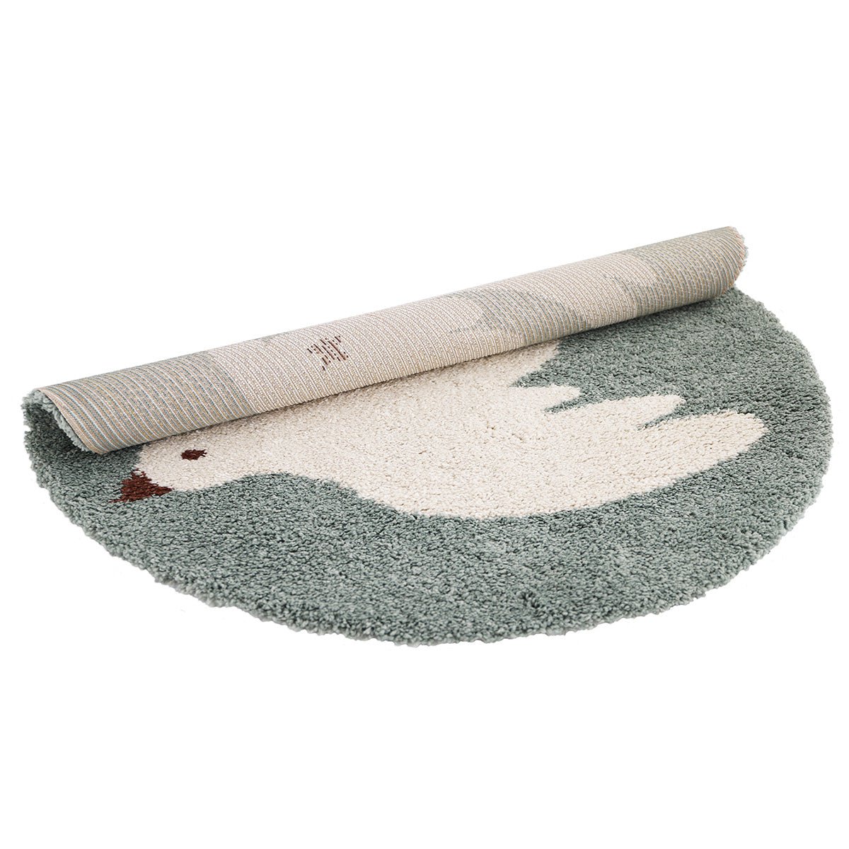 Tapis Rond à Poils Longs Motif Oiseau Bleu Aqua Ø120 cm – Bohemian Bird