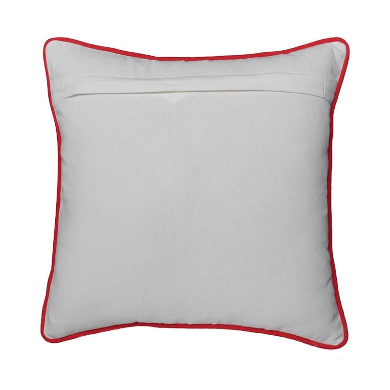 Housse de Coussin Noël Bonhomme de Neige Brodé Rennes Arbres Blanc Rouge Argent 45×45 cm