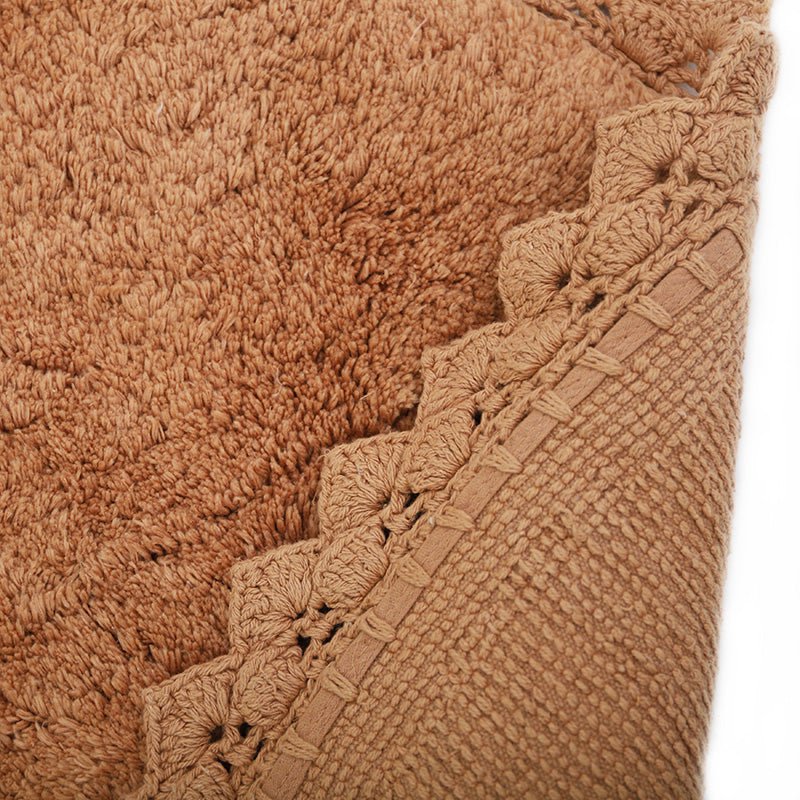 Tapis Rond Coton Tufté Main Finition Crochet Toffee Ø110 cm – Perla