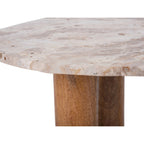 Table Basse ORGANIC Marbre Marron Pieds Bois 75×50×40 cm
