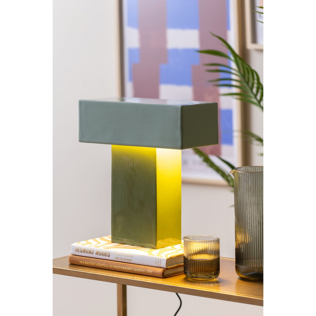 Lampe à Poser GRATO RECTO Fer Vert Brillant 32×32×35 cm