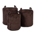 Lot de 3 Paniers de Rangement en Tissu Côtelé Marron – Ebby