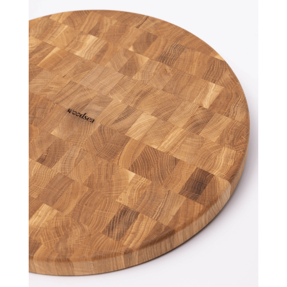 Planche à Découper Ronde Chêne Massif Bois de Bout Ø42 cm – Woodstone