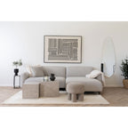 Pouf CANBERRA Bouclette Gris Clair Pieds Cylindriques Ø43×43 cm