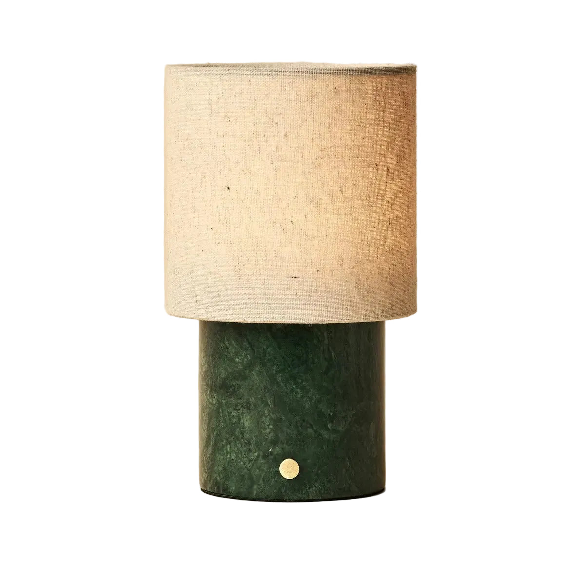 Lampe de luxe Onoda en marbre vert italien présentée sur fond blanc.