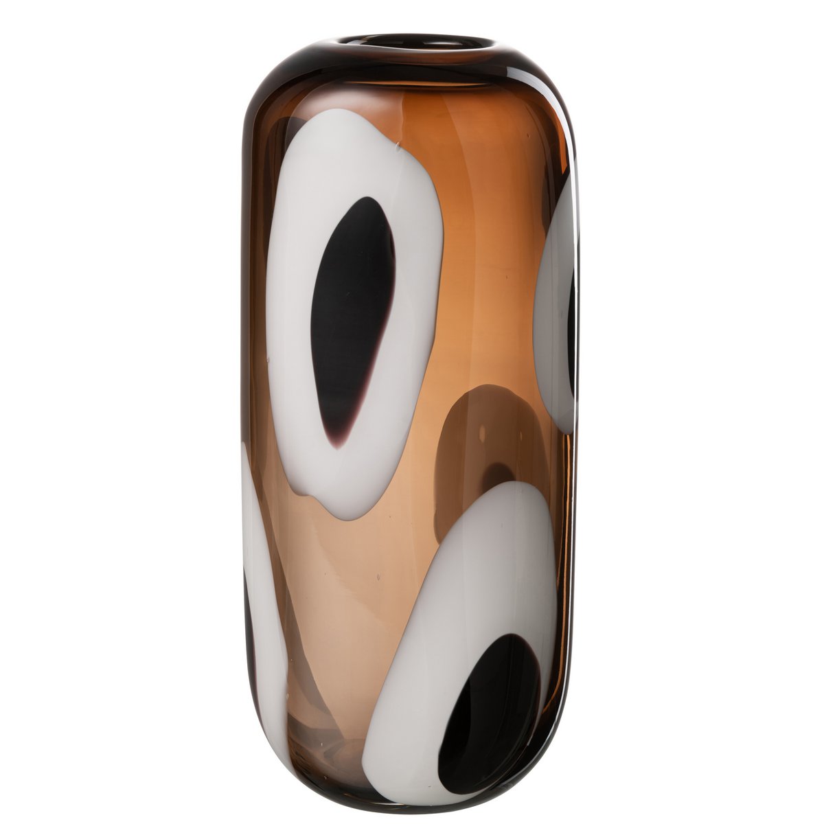 Vase IZZY en Verre Brun Ambré, Blanc et Noir – 16 × 13 × H37 cm