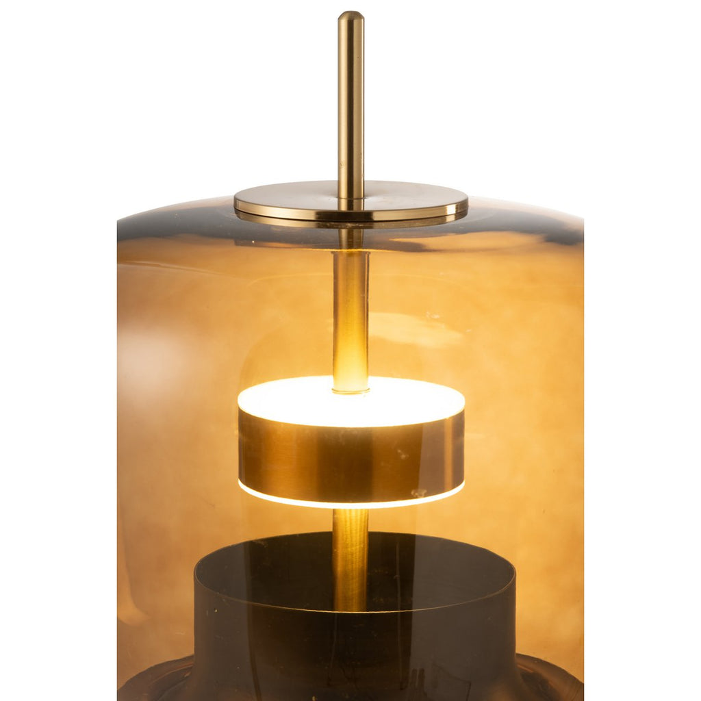 Lampe de Table LARA Verre Ambré et Doré Ø35×58 cm