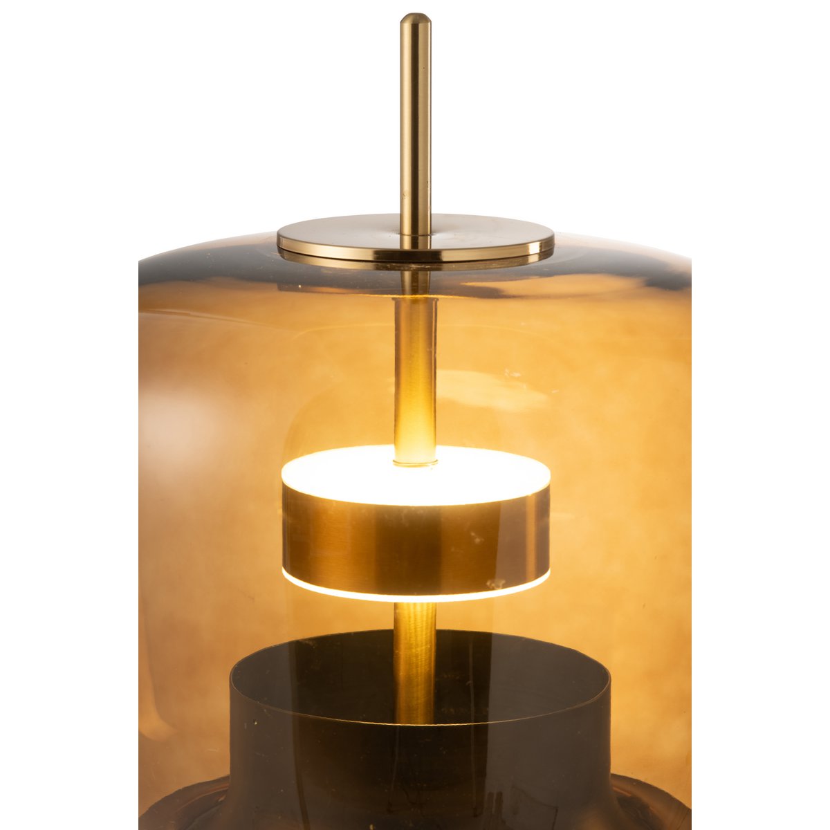 Lampe de Table LARA Verre Ambré et Doré Ø35×58 cm