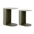Ensemble 2 Tables d'Appoint RIQUEZA Ovales Fer Vert Olive
