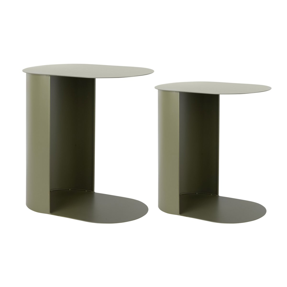 Ensemble 2 Tables d'Appoint RIQUEZA Ovales Fer Vert Olive