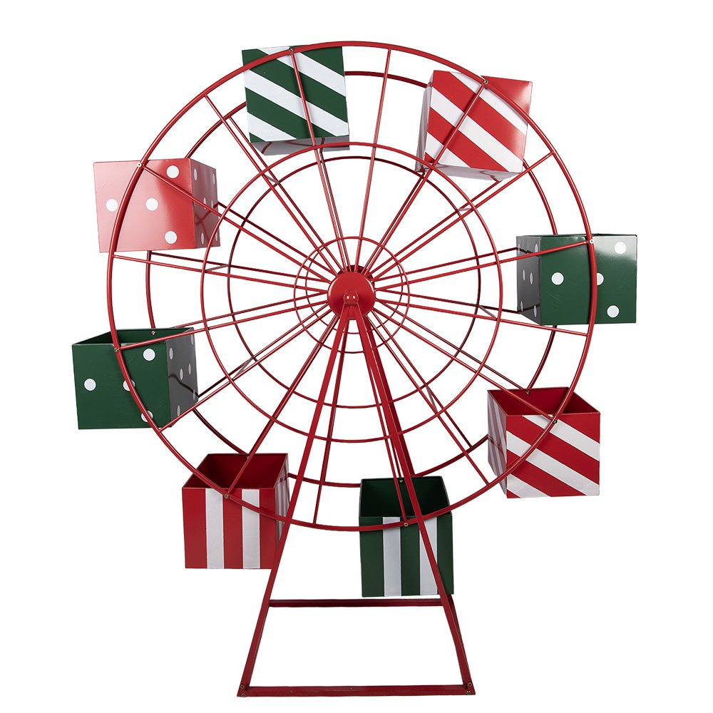 Décoration Noël Grande Roue Métal Rouge 137×50×160 cm