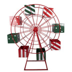 Décoration Noël Grande Roue Métal Rouge 137×50×160 cm