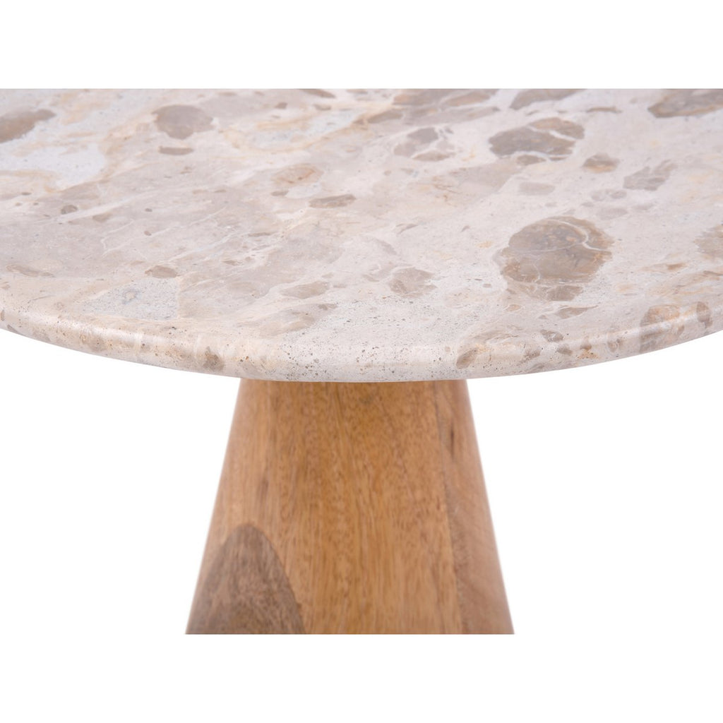 Table d'Appoint FORCE Marbre Marron Pied Manguier Ø51×36 cm
