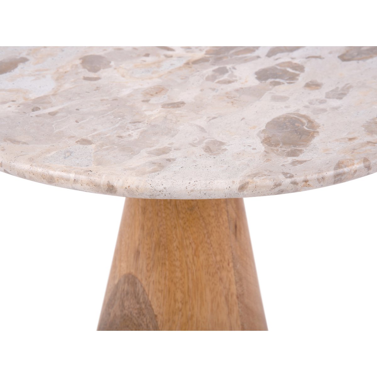 Table d'Appoint FORCE Marbre Marron Pied Manguier Ø51×36 cm