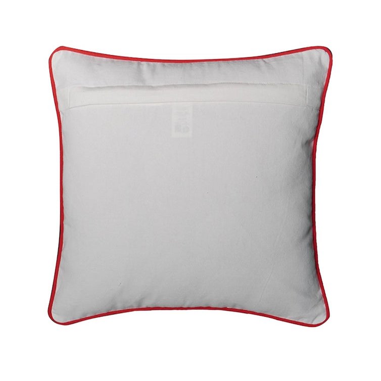 Housse de Coussin Noël Cloches Brodées Pommes de Pin Sapin Coton 45×45 cm
