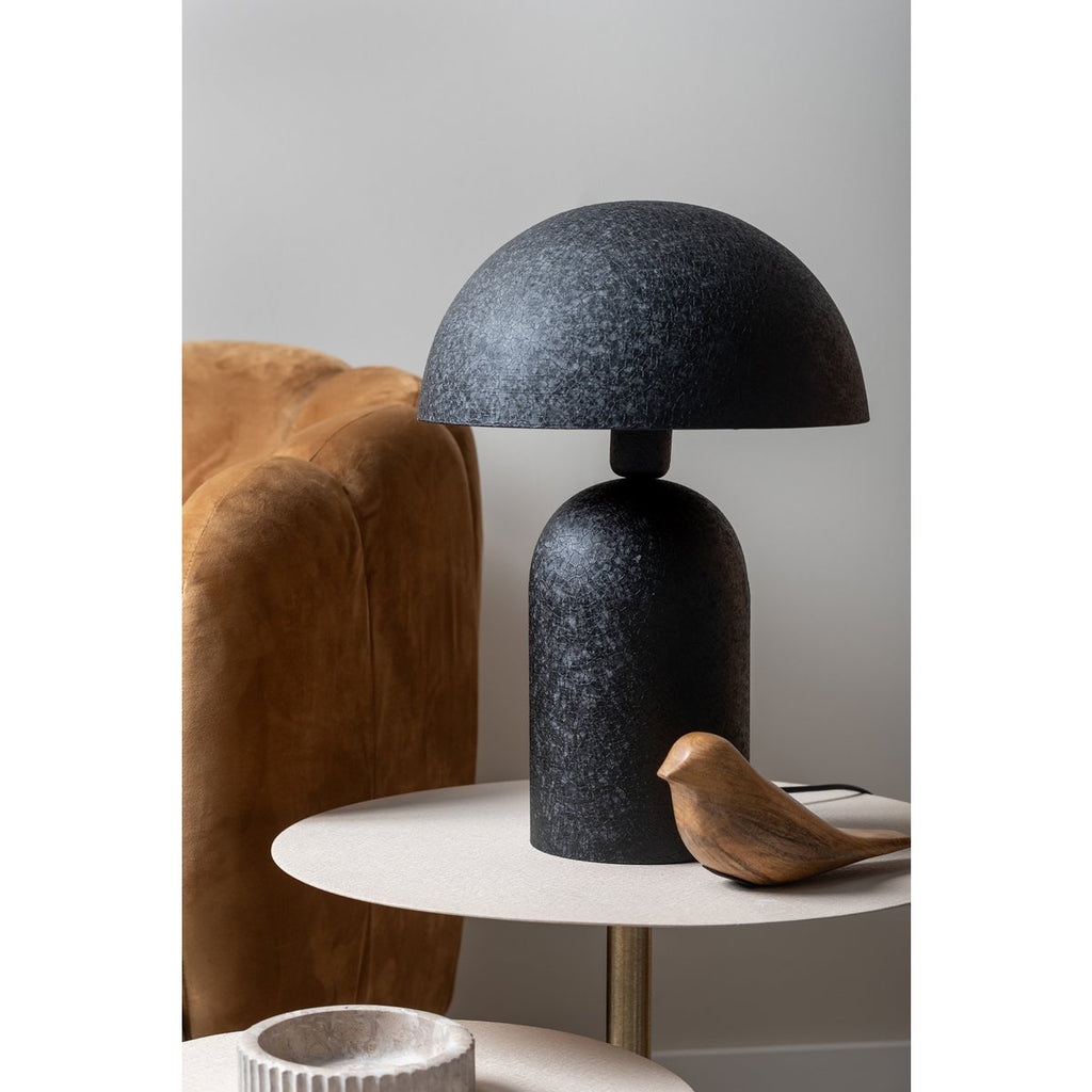 Lampe de Table Champignon Fer Texturé Noir BOAZ Grande Ø31 cm
