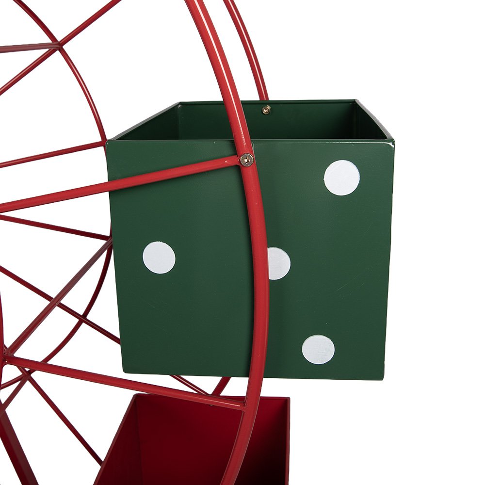 Décoration Noël Grande Roue Métal Rouge 137×50×160 cm