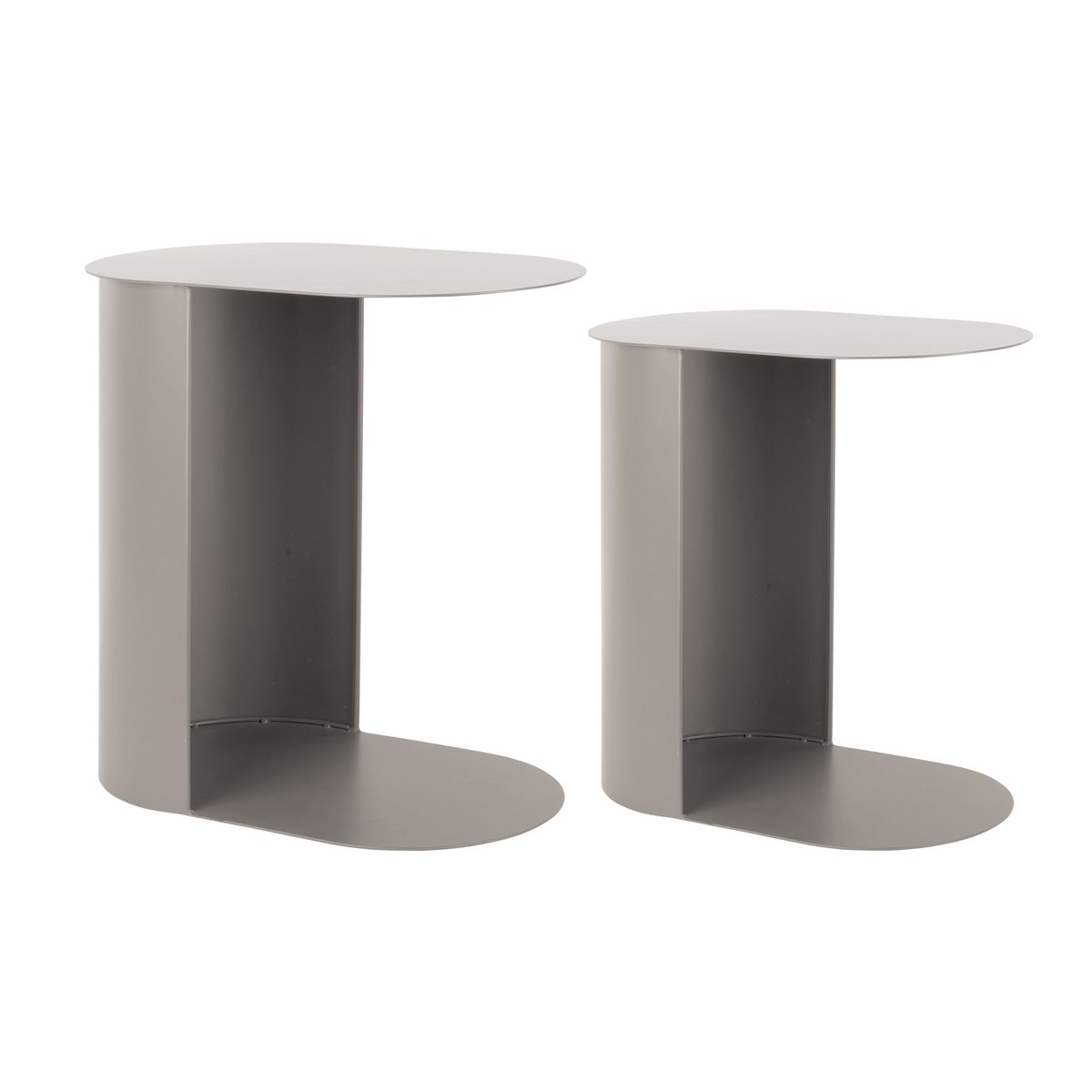 Ensemble 2 Tables d'Appoint RIQUEZA Ovales Fer Gris
